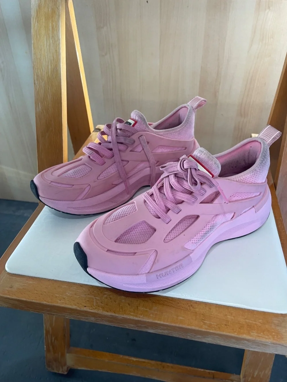 Hunter Pastel Pink Chunky Lace-Up Sneakers